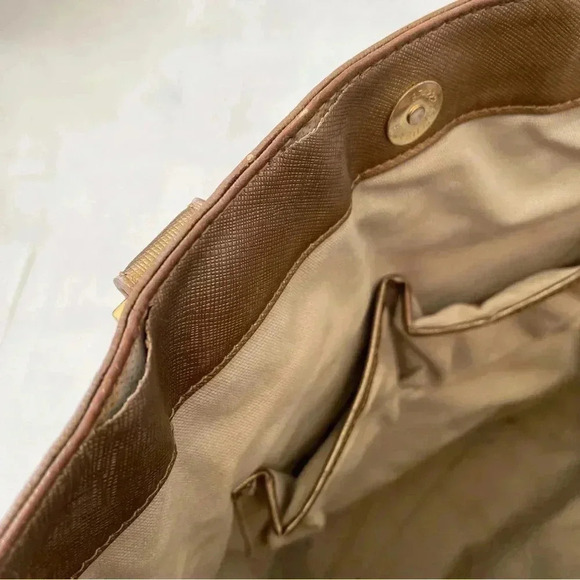 Tory Burch Robinson Gold Metallic Saffiano Mirror Tote Purse - Picture 11 of 15